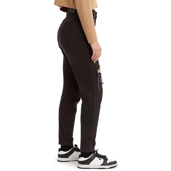 Levi's Women's High Waisted Mom Jeans, Black Destructed, 26 x 27 - Picture 2 of 12
